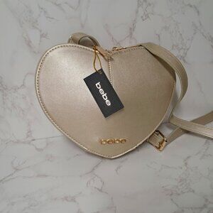 Bebe Gold Malou Heart Shaped Crossbody Bag - NWT